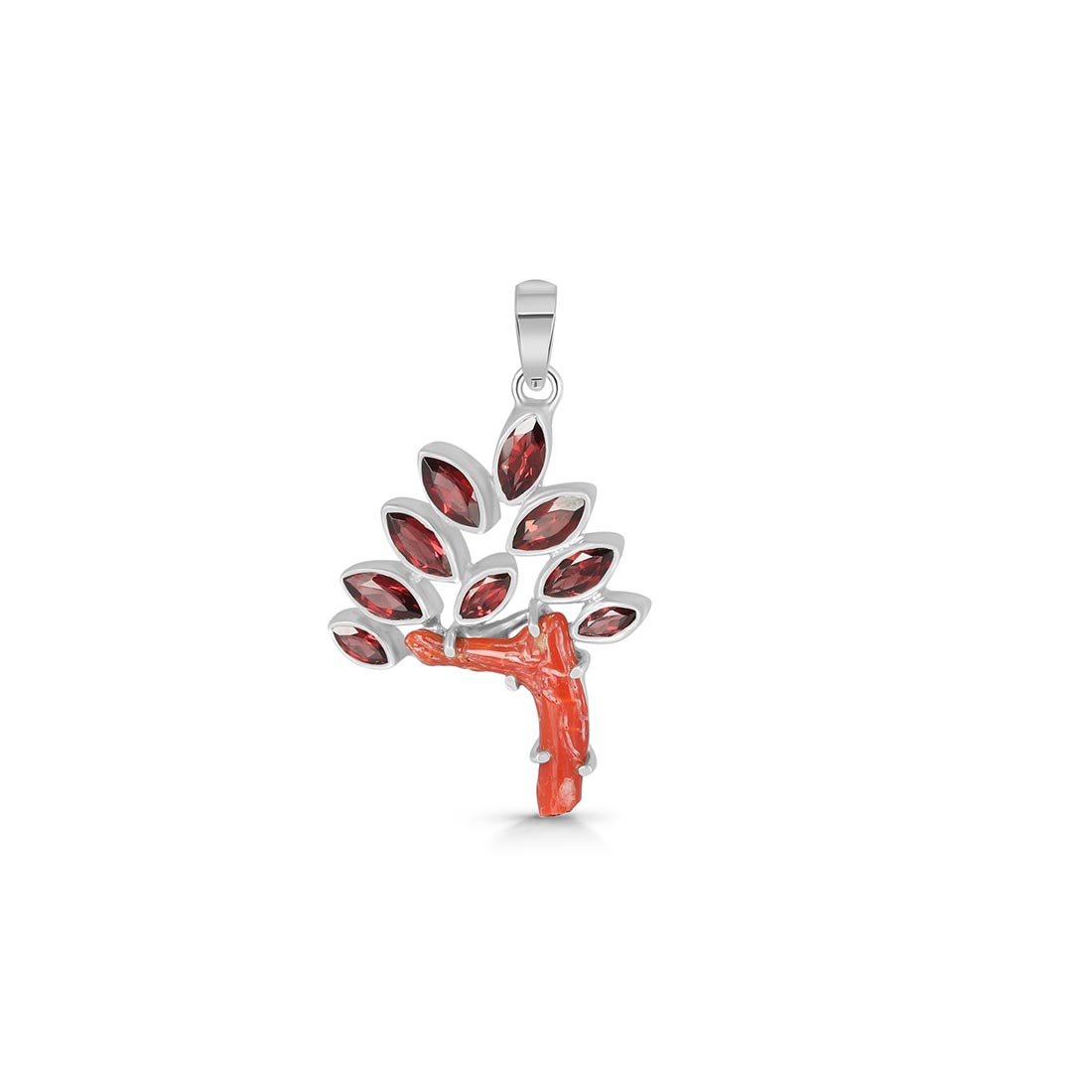 Red Coral & Garnet Pendant-(COR-P-20)