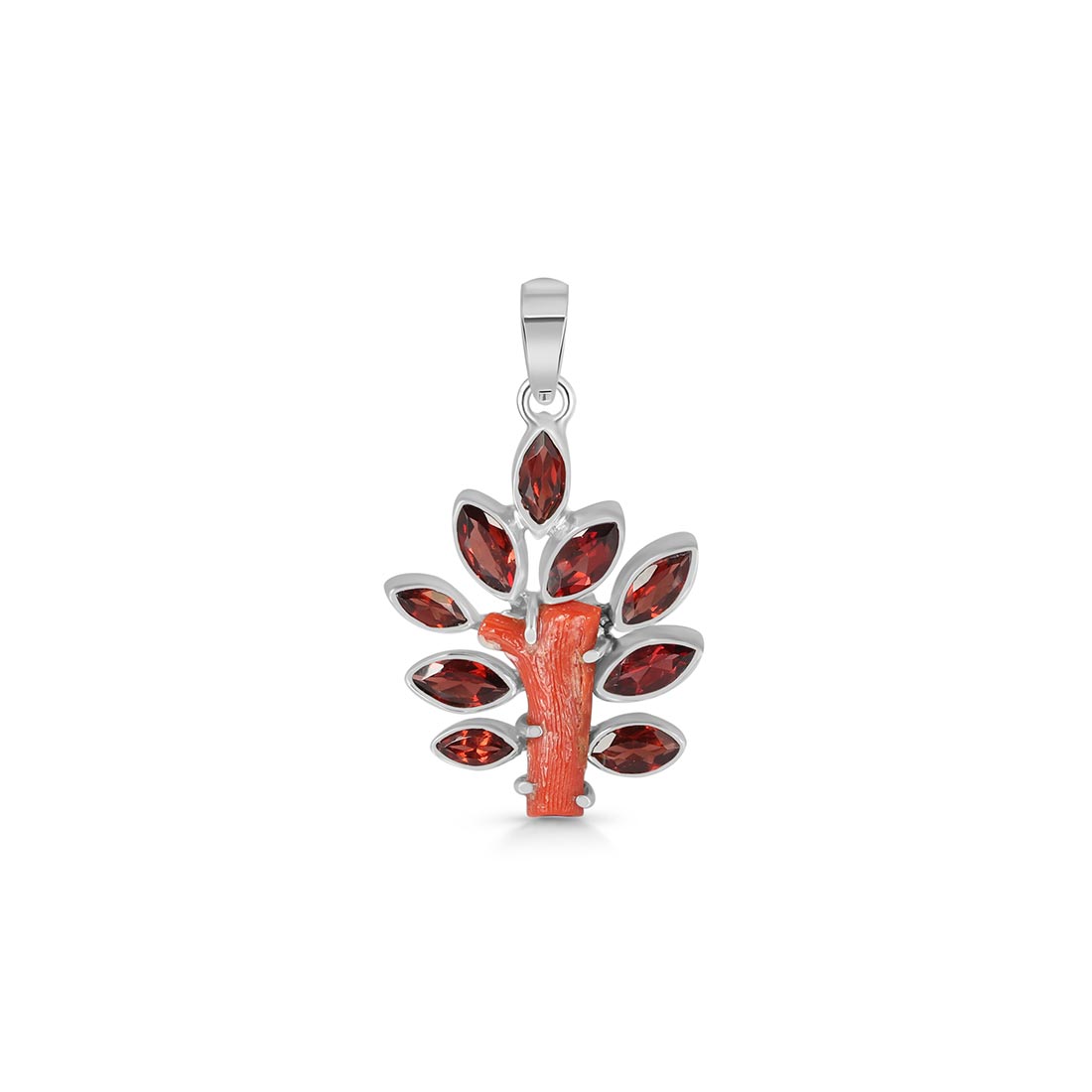 Red Coral & Garnet Pendant-(COR-P-21)