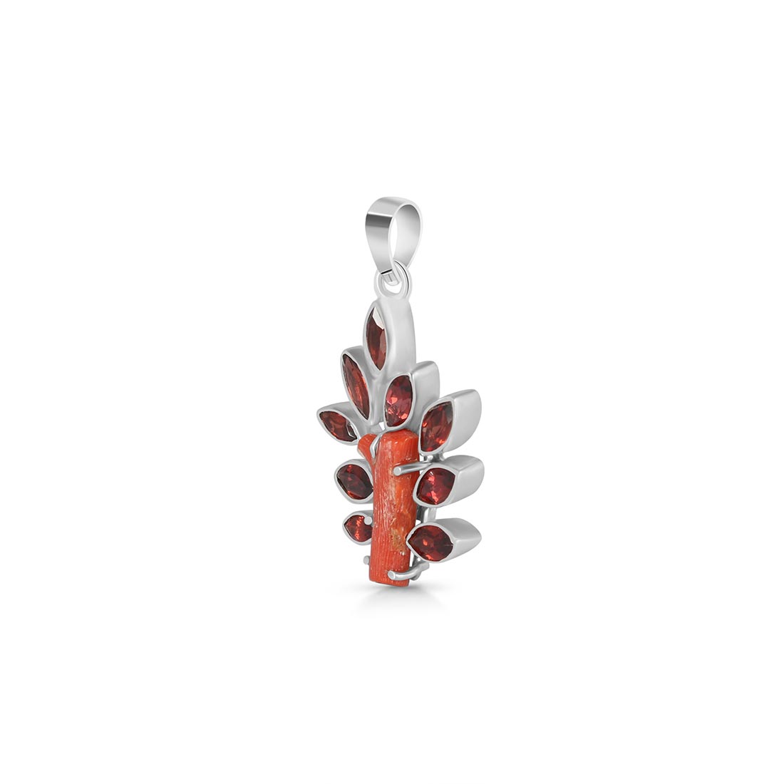 Red Coral & Garnet Pendant-(COR-P-21)