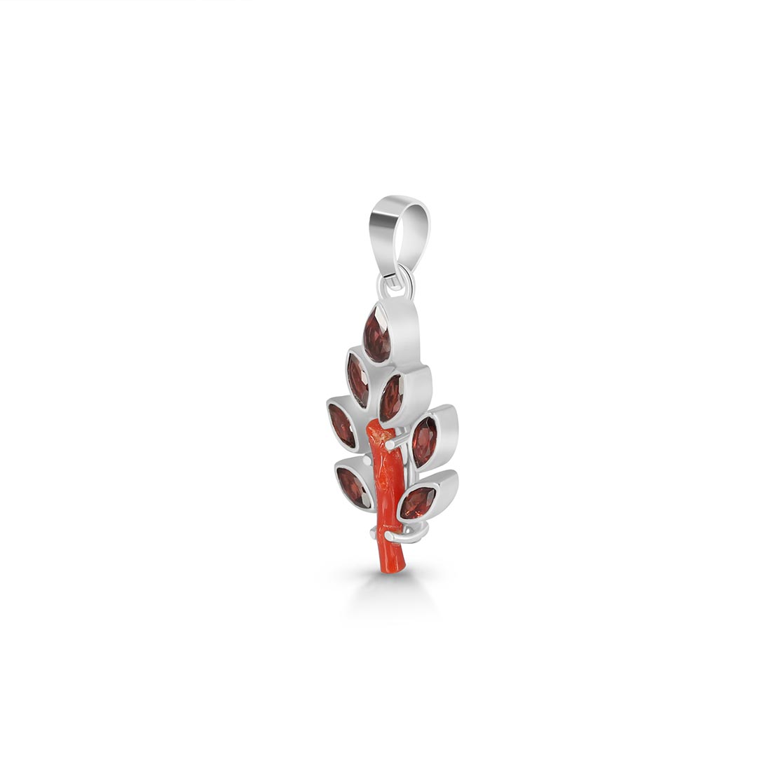 Red Coral & Garnet Pendant-(COR-P-24)