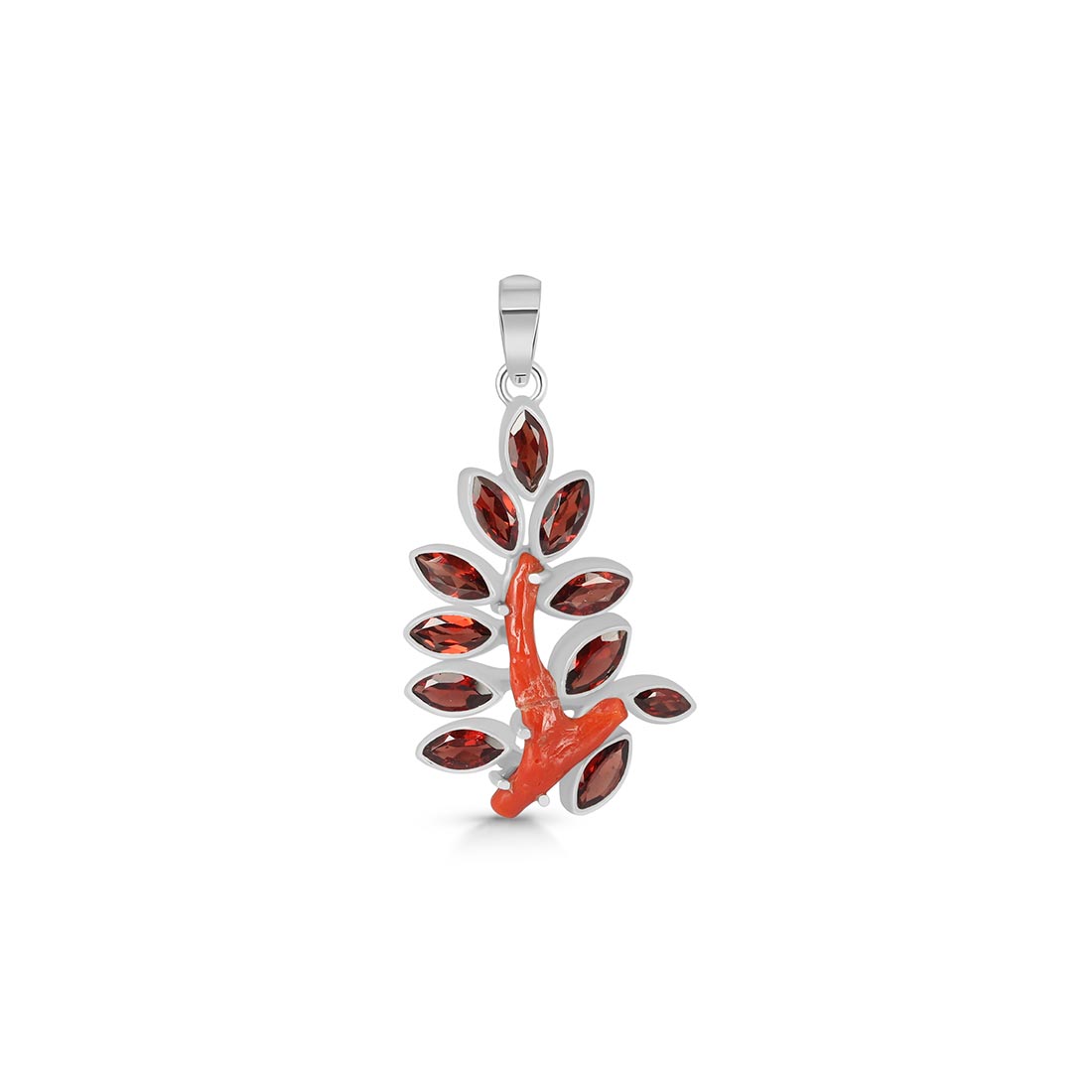 Red Coral & Garnet Pendant-(COR-P-25)
