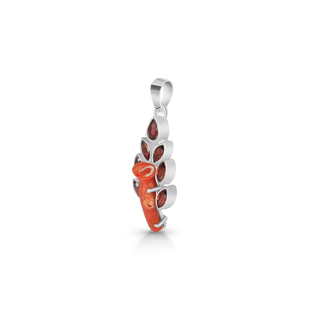 Red Coral & Garnet Pendant-(COR-P-27)