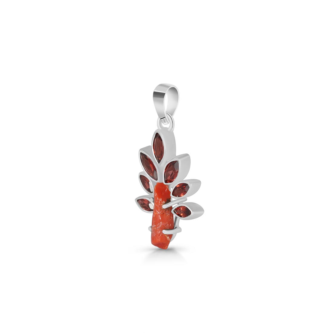 Red Coral & Garnet Pendant-(COR-P-28)