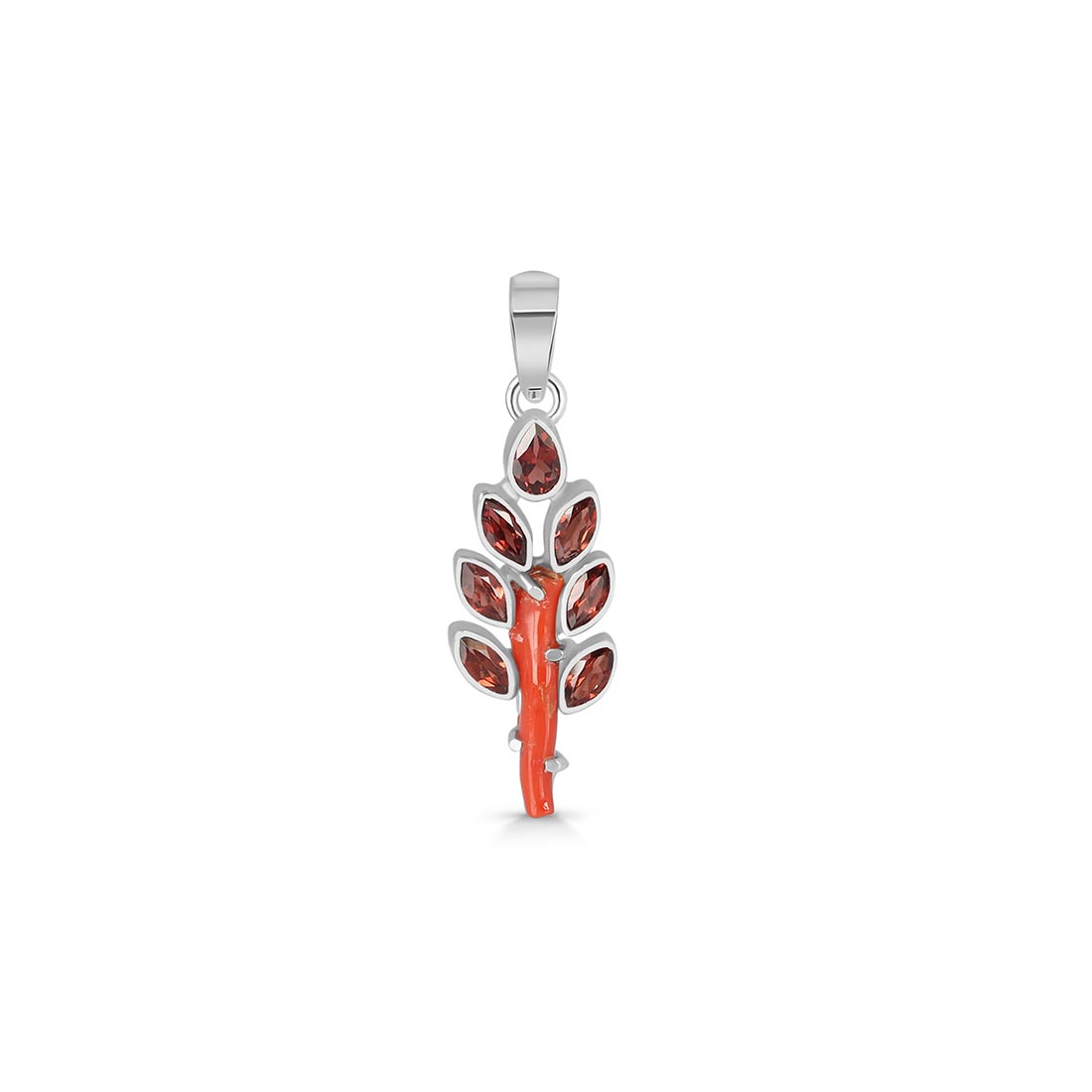 Red Coral & Garnet Pendant-(COR-P-3)