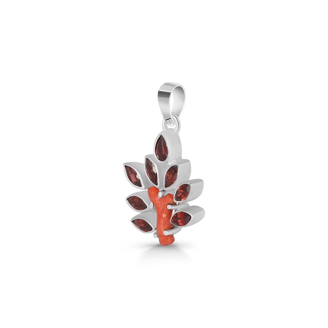 Red Coral & Garnet Pendant-(COR-P-36)