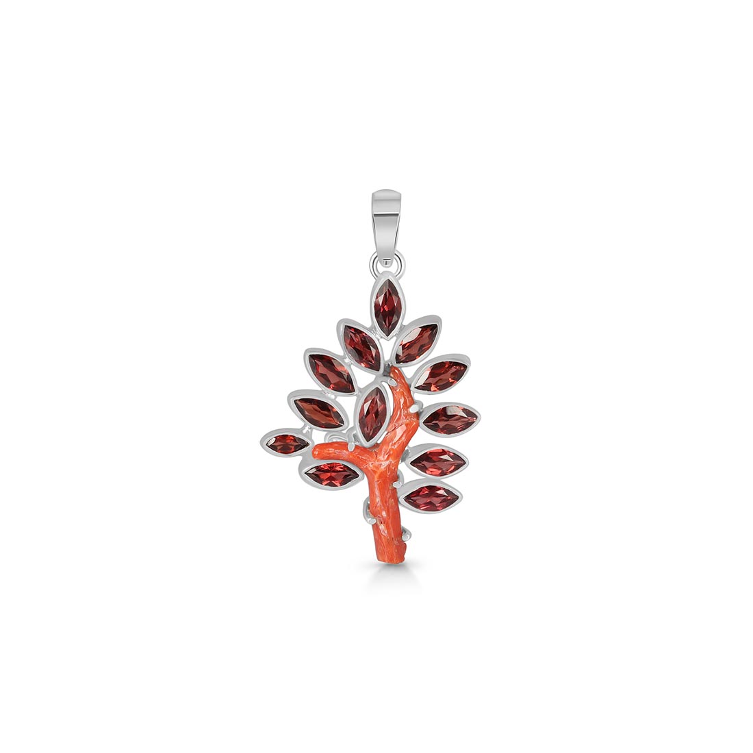 Red Coral & Garnet Pendant-(COR-P-40)