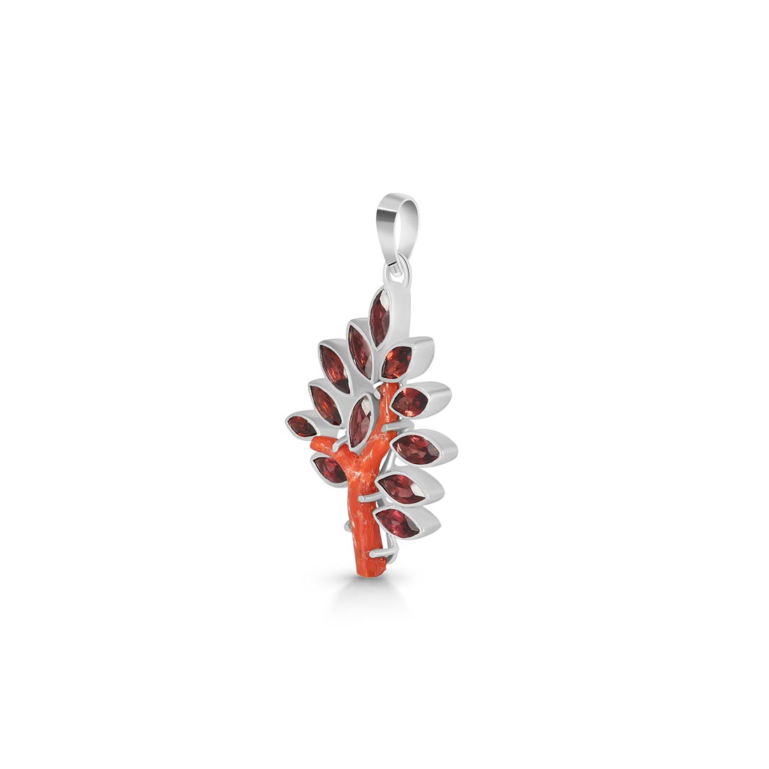 Red Coral & Garnet Pendant-(COR-P-40)