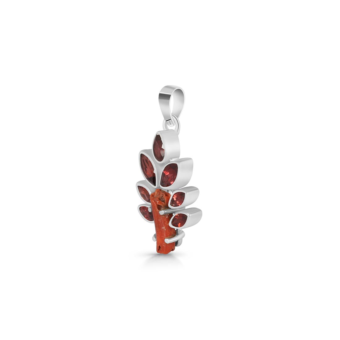 Red Coral & Garnet Pendant-(COR-P-41)