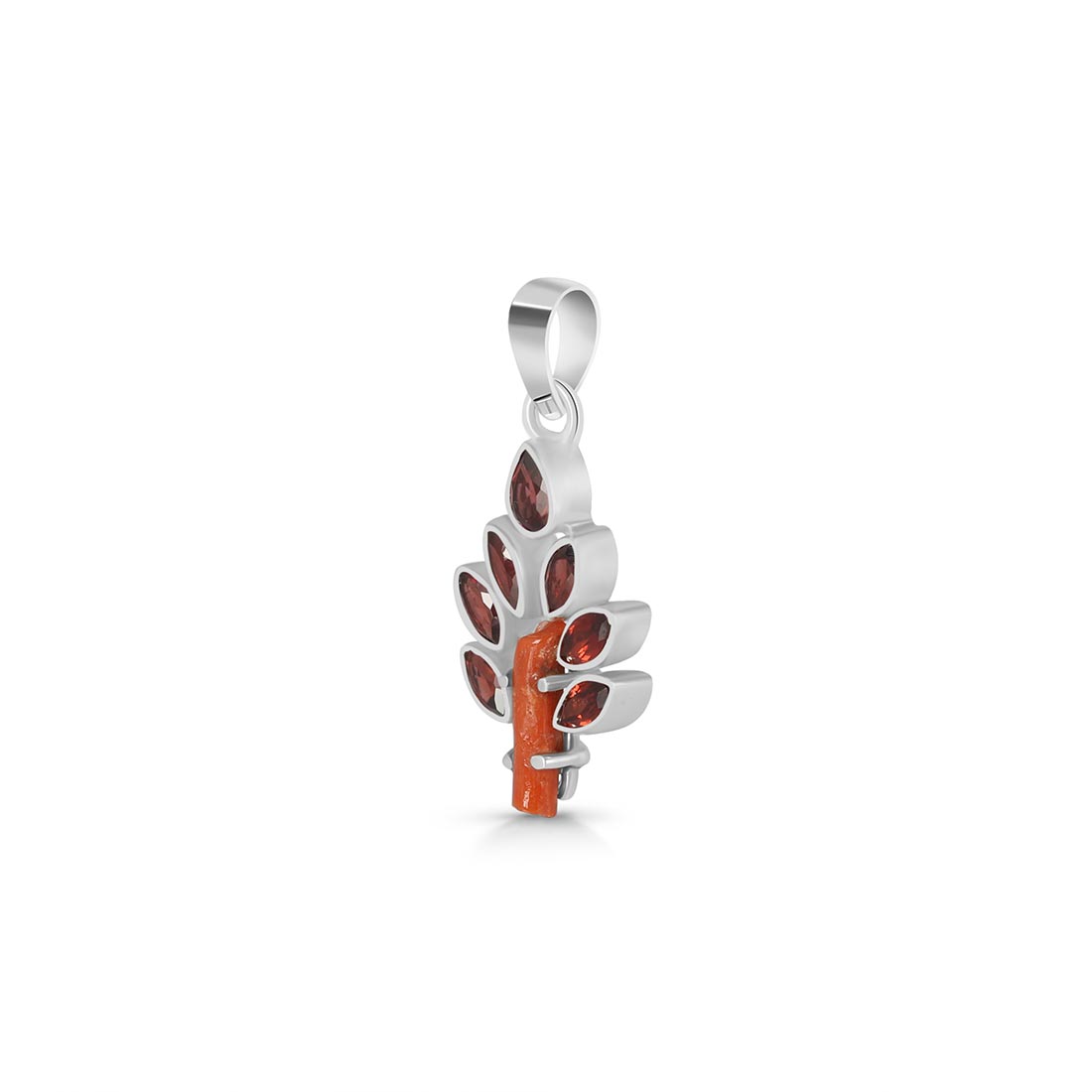 Red Coral & Garnet Pendant-(COR-P-43)