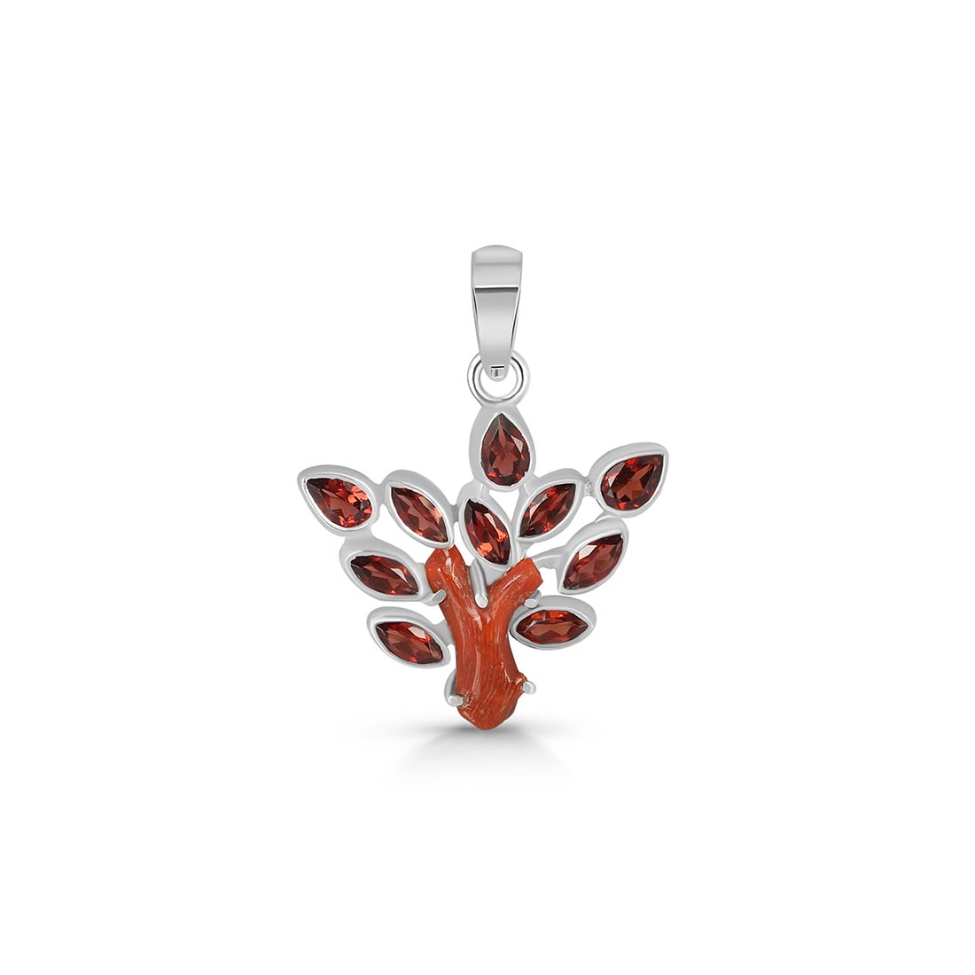 Red Coral & Garnet Pendant-(COR-P-46)