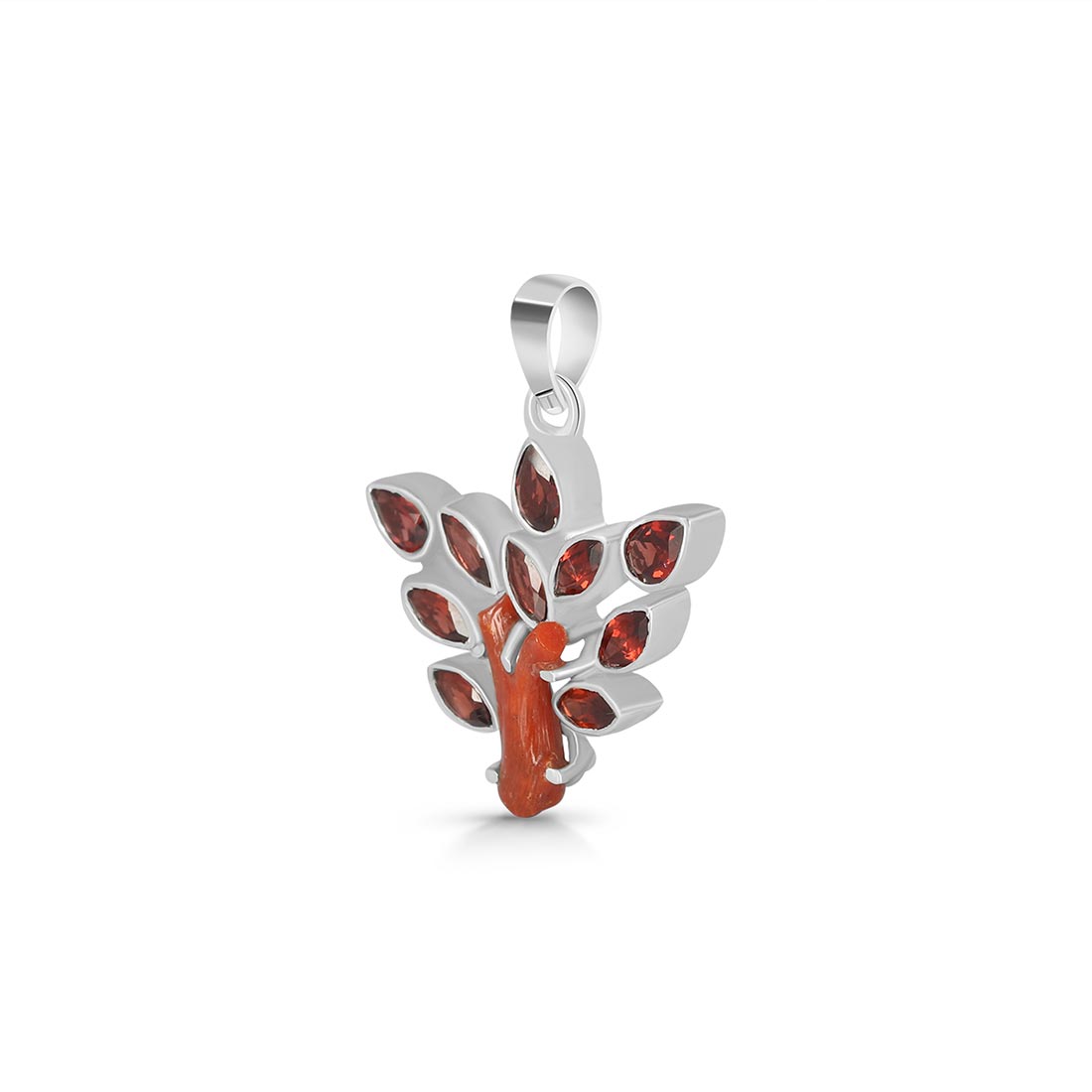 Red Coral & Garnet Pendant-(COR-P-46)