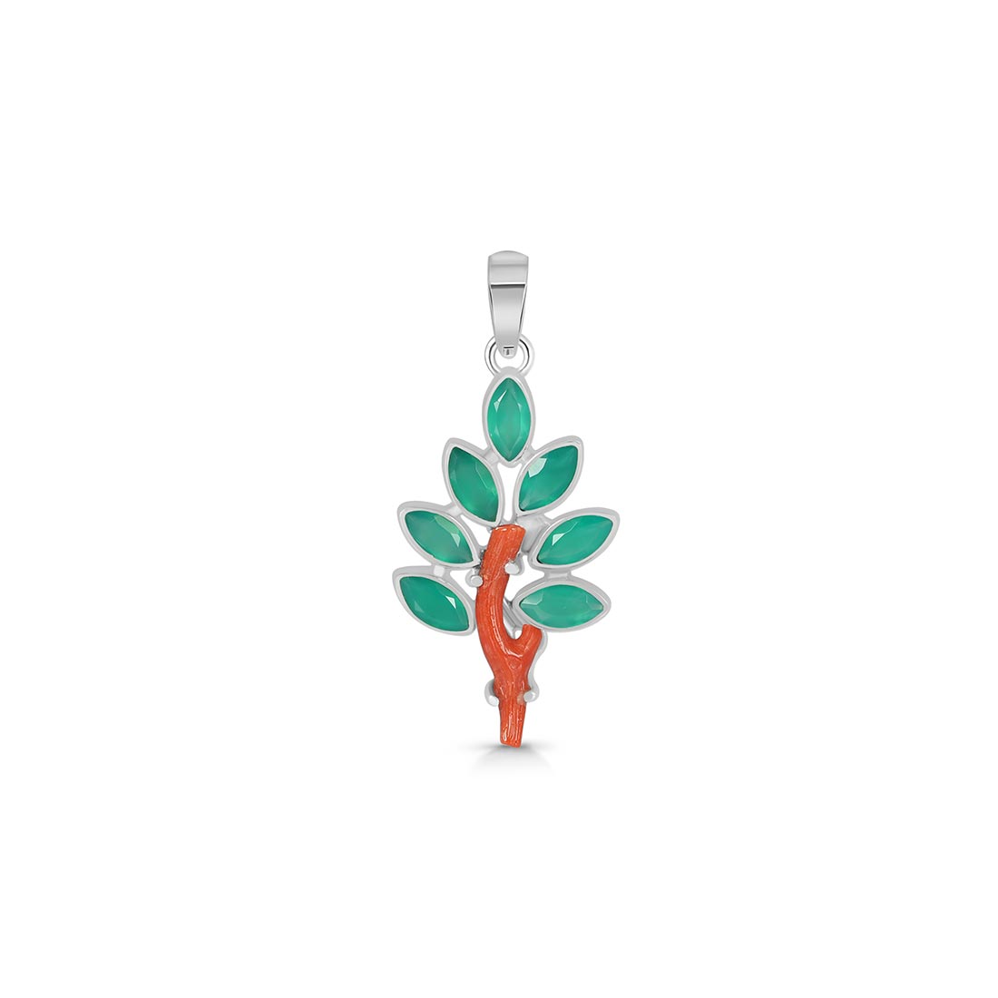 Red Coral & Green Onyx Pendant-(COR-P-51)