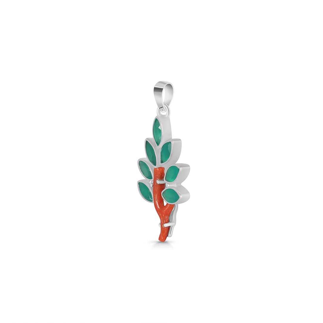 Red Coral & Green Onyx Pendant-(COR-P-51)