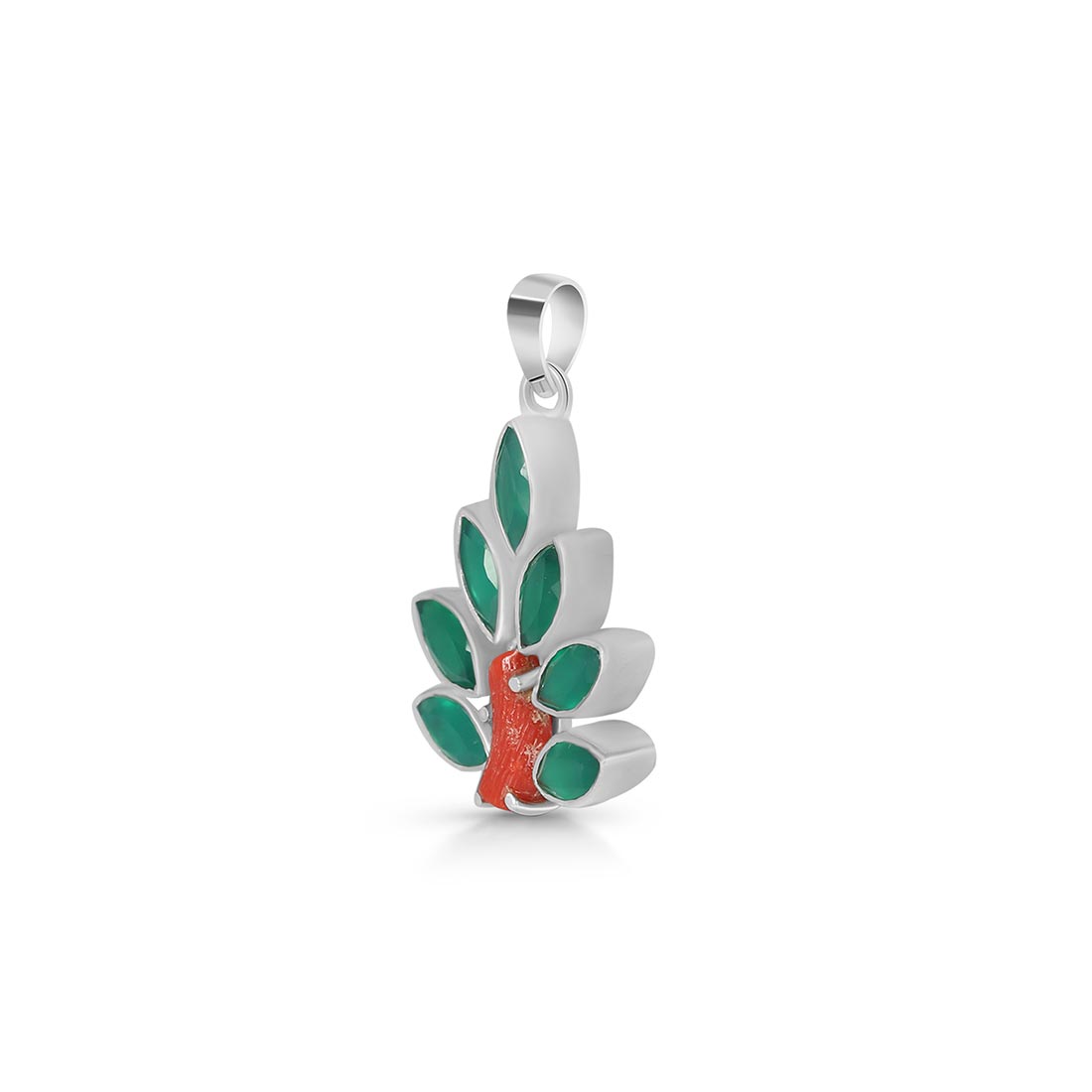 Red Coral & Green Onyx Pendant-(COR-P-52)