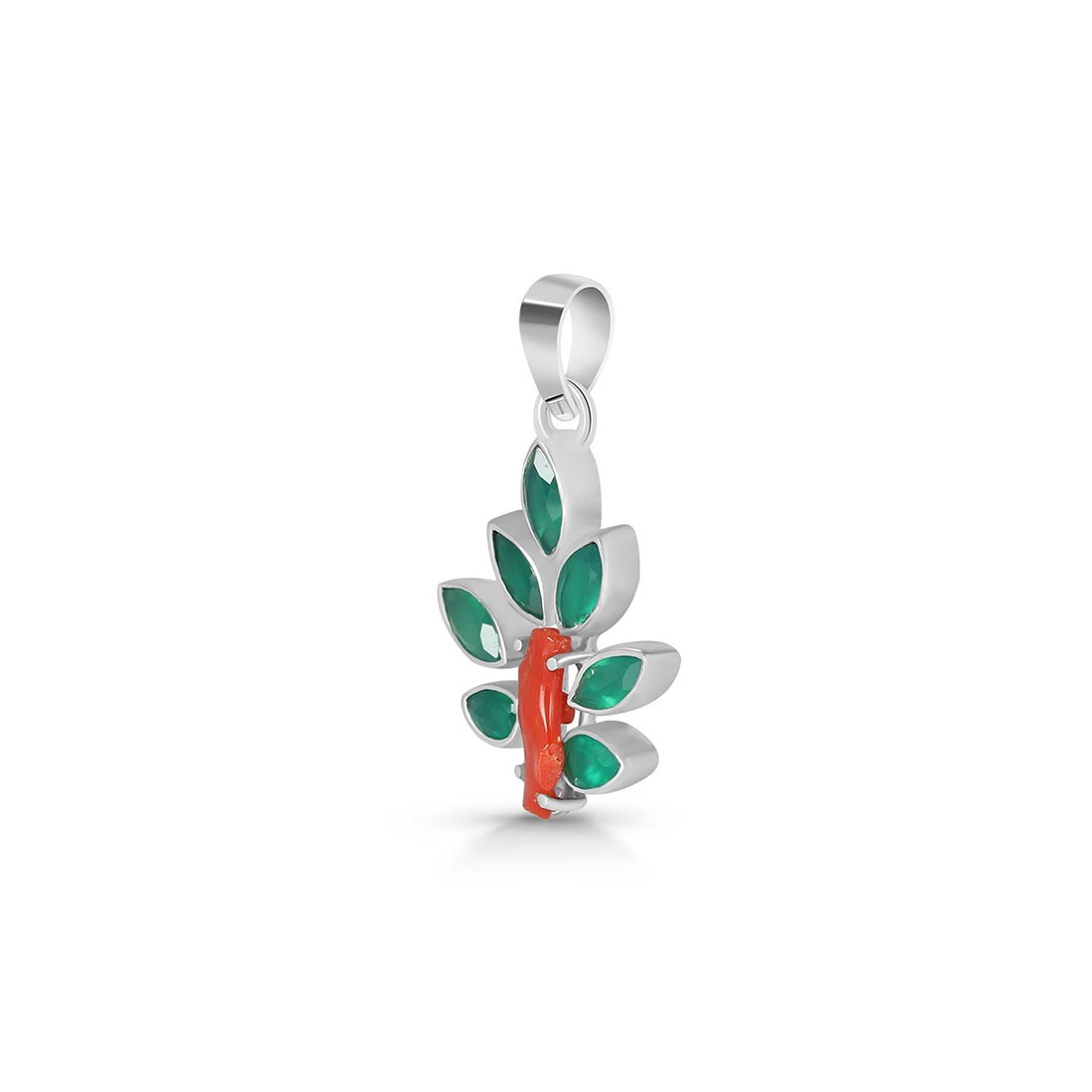 Red Coral / Green Onyx Pendant-(COR-P-54)