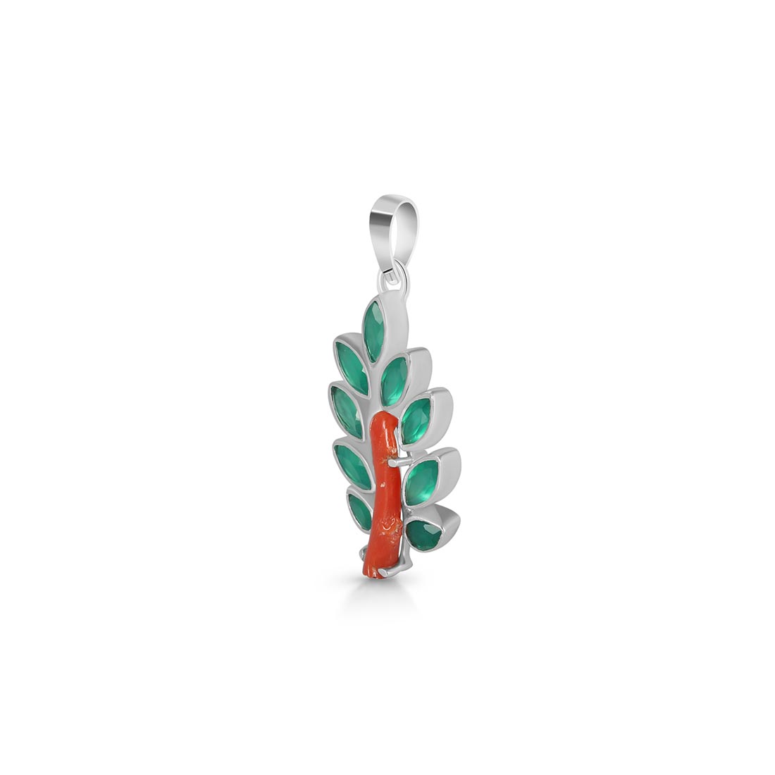 Red Coral / Green Onyx Pendant-(COR-P-55)