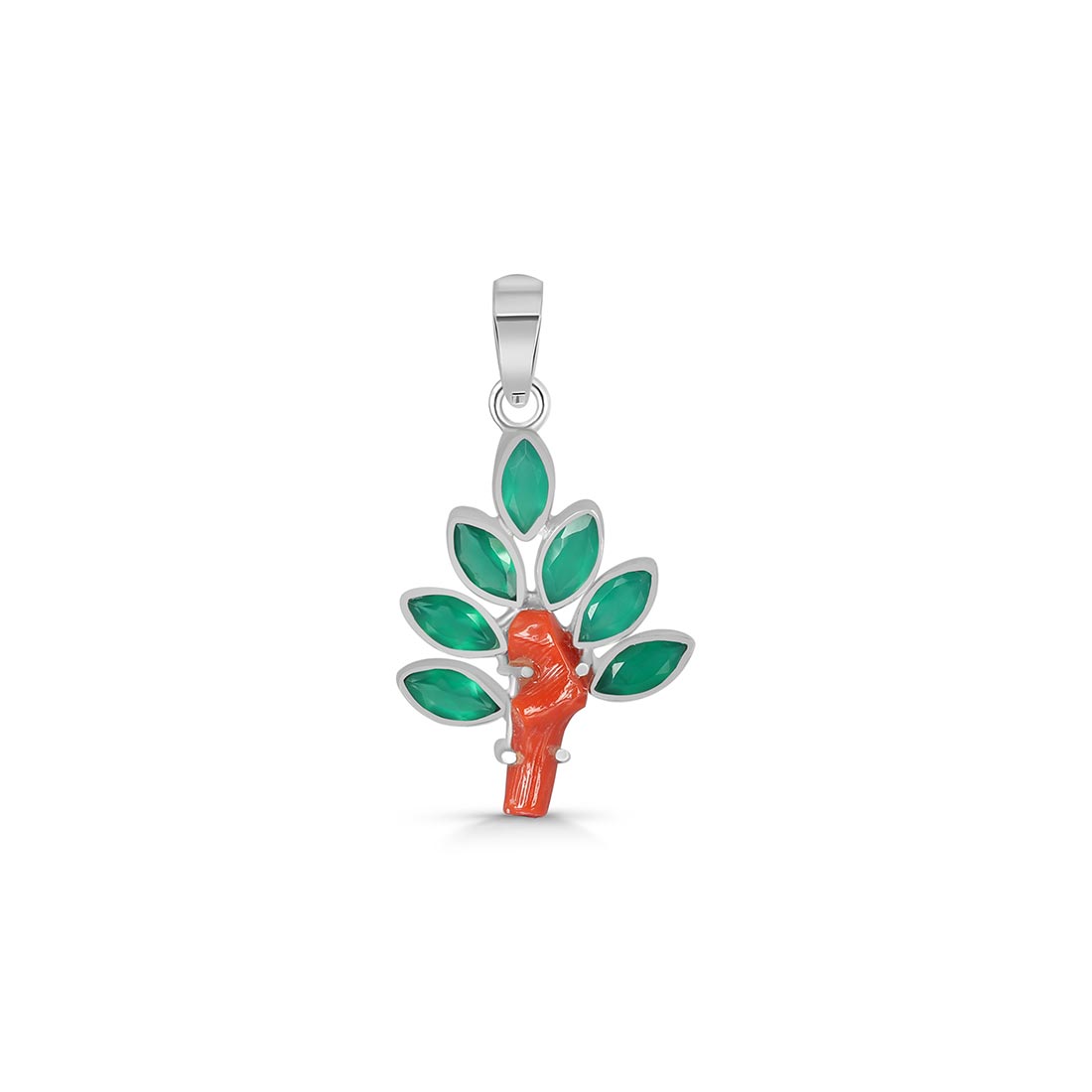 Red Coral / Green Onyx Pendant-(COR-P-57)