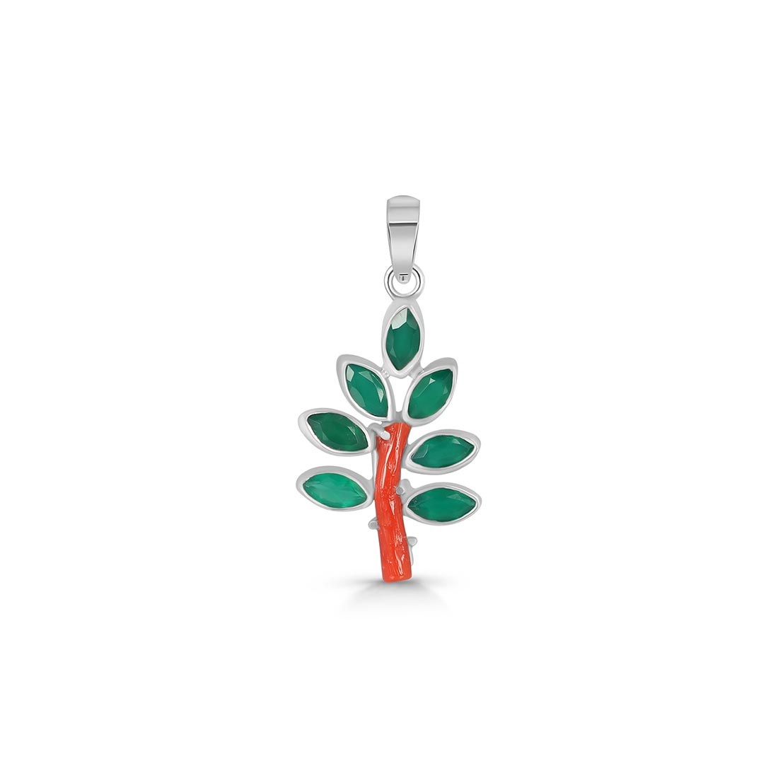 Red Coral / Green Onyx Pendant-(COR-P-58)