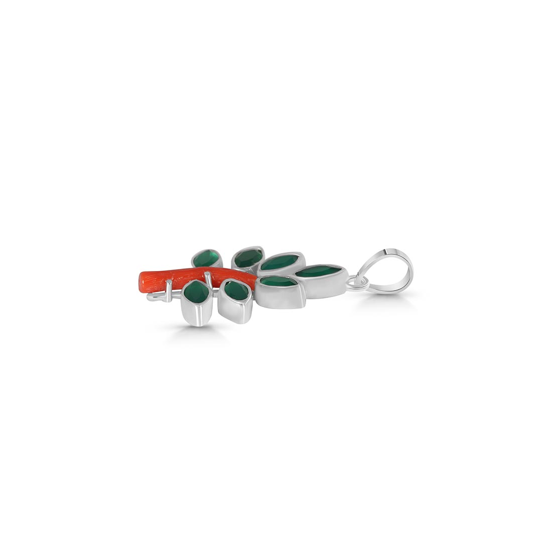 Red Coral / Green Onyx Pendant-(COR-P-58)