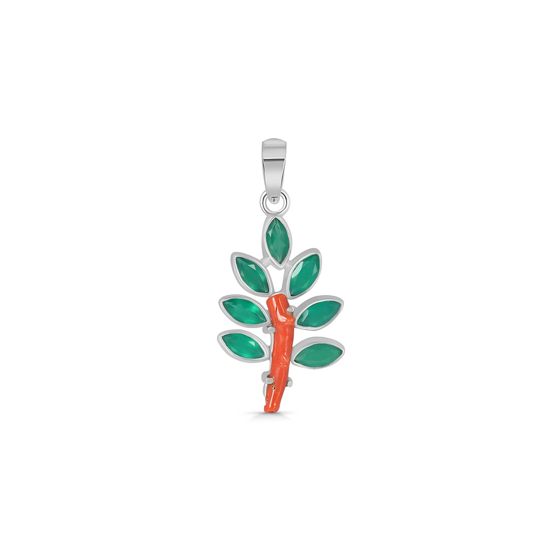 Red Coral / Green Onyx Pendant-(COR-P-61)