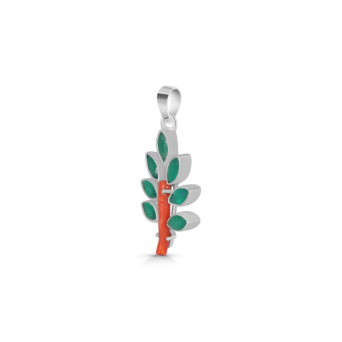 Red Coral / Green Onyx Pendant-(COR-P-61)