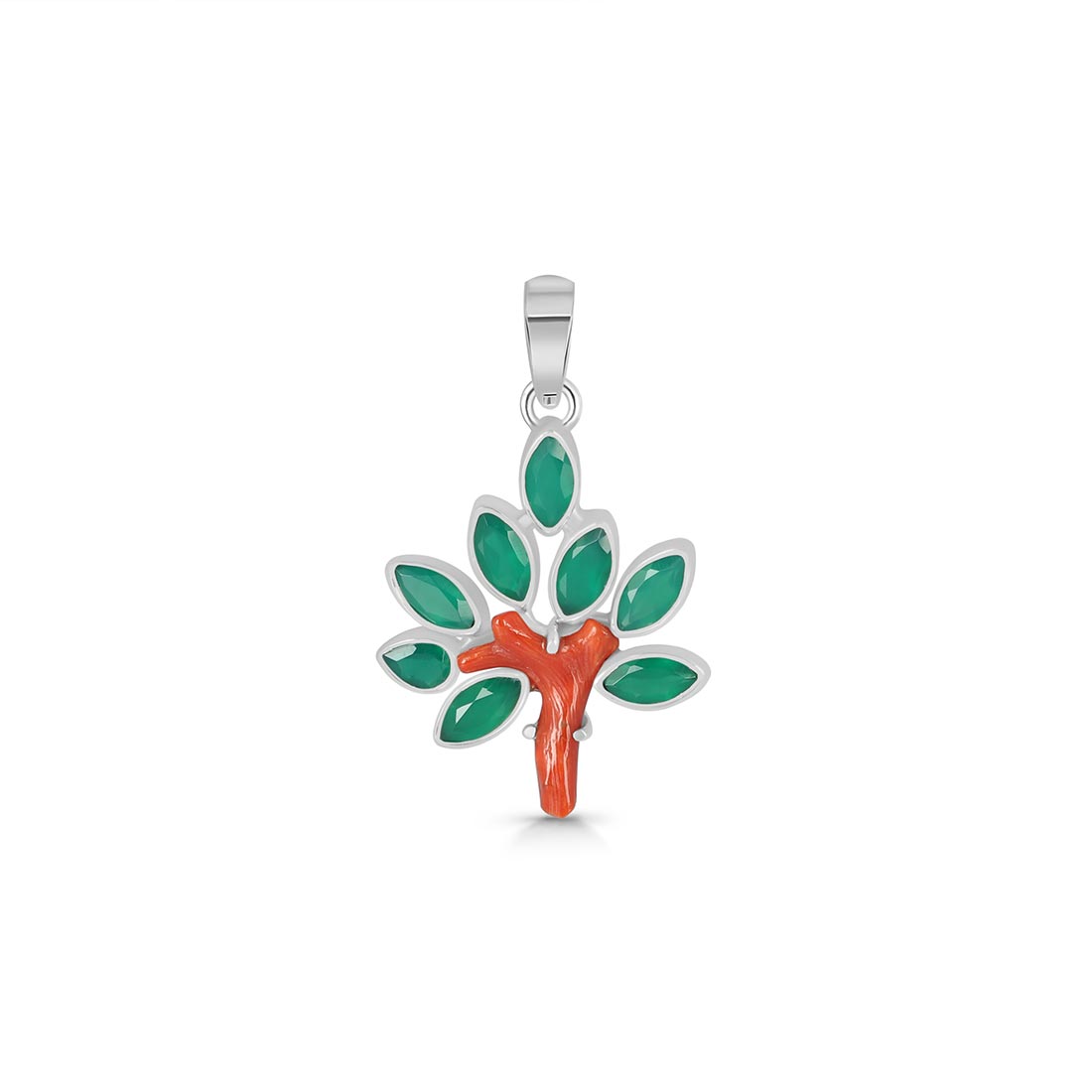 Red Coral / Green Onyx Pendant-(COR-P-63)