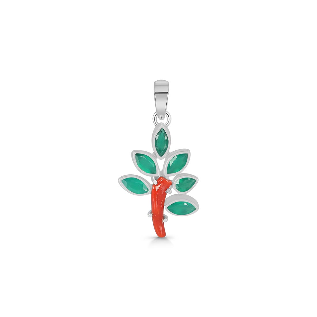 Red Coral / Green Onyx Pendant-(COR-P-70)