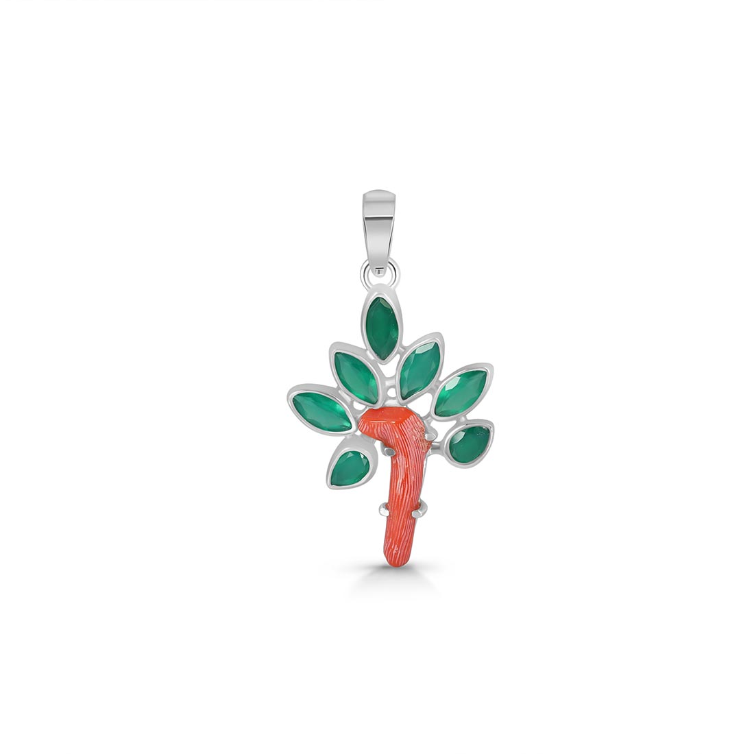 Red Coral / Green Onyx Pendant-(COR-P-71)