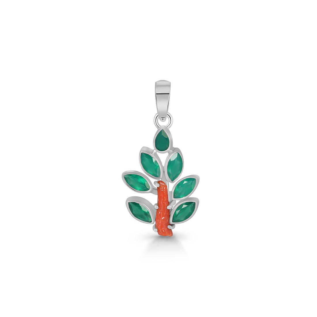 Red Coral / Green Onyx Pendant-(COR-P-72)