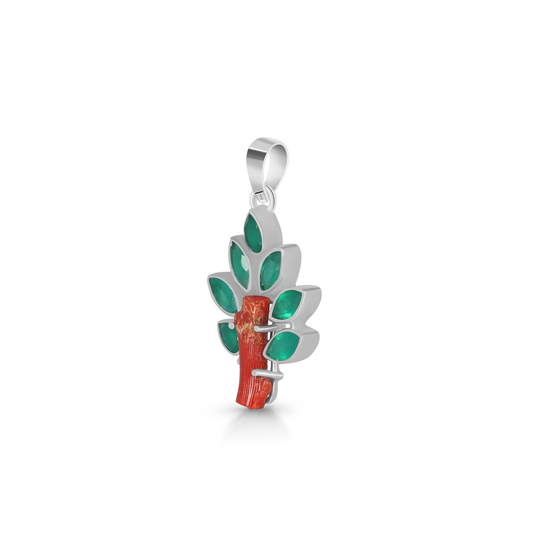 Red Coral / Green Onyx Pendant-(COR-P-73)