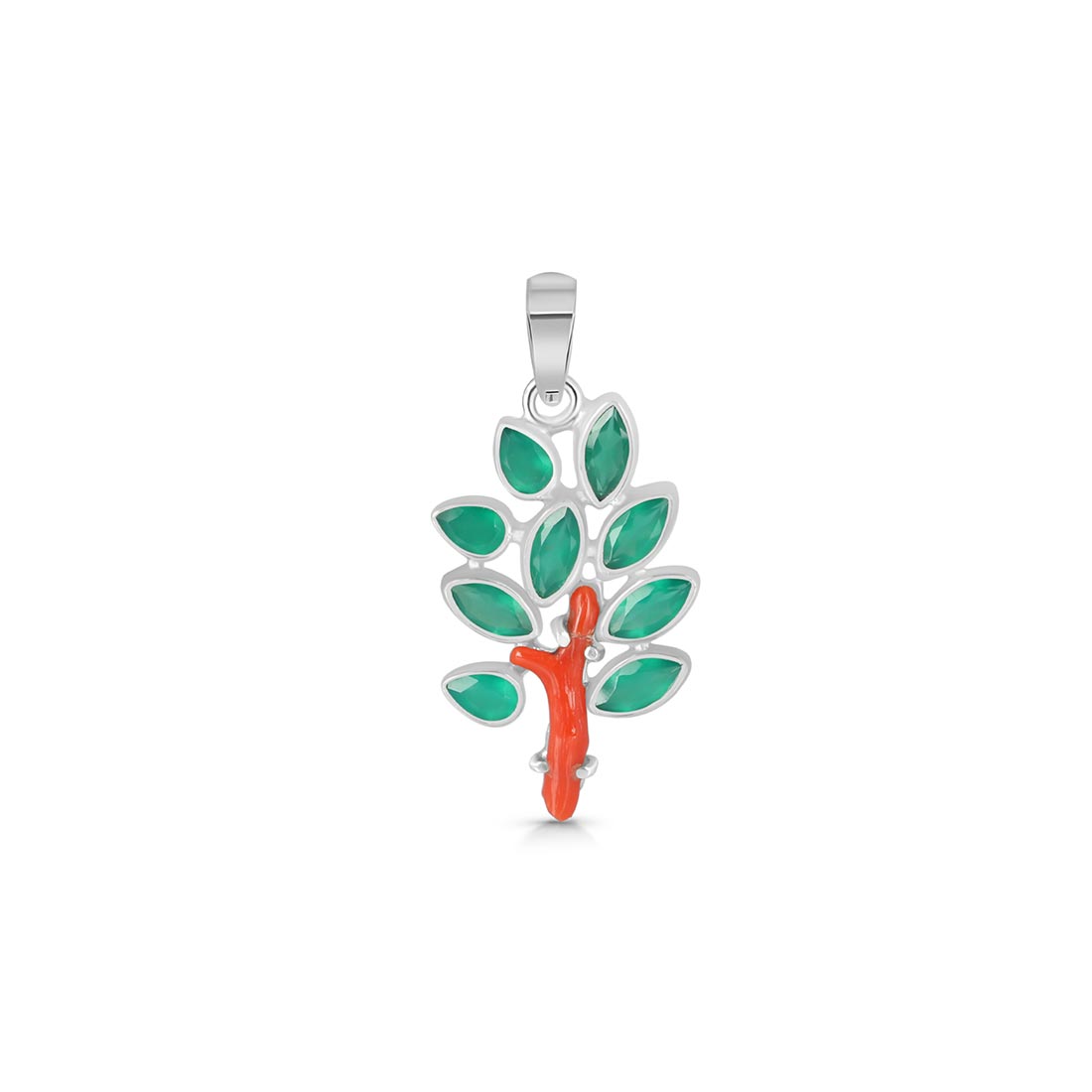 Red Coral / Green Onyx Pendant-(COR-P-74)