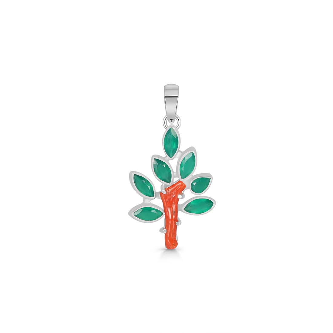 Red Coral / Green Onyx Pendant-(COR-P-75)