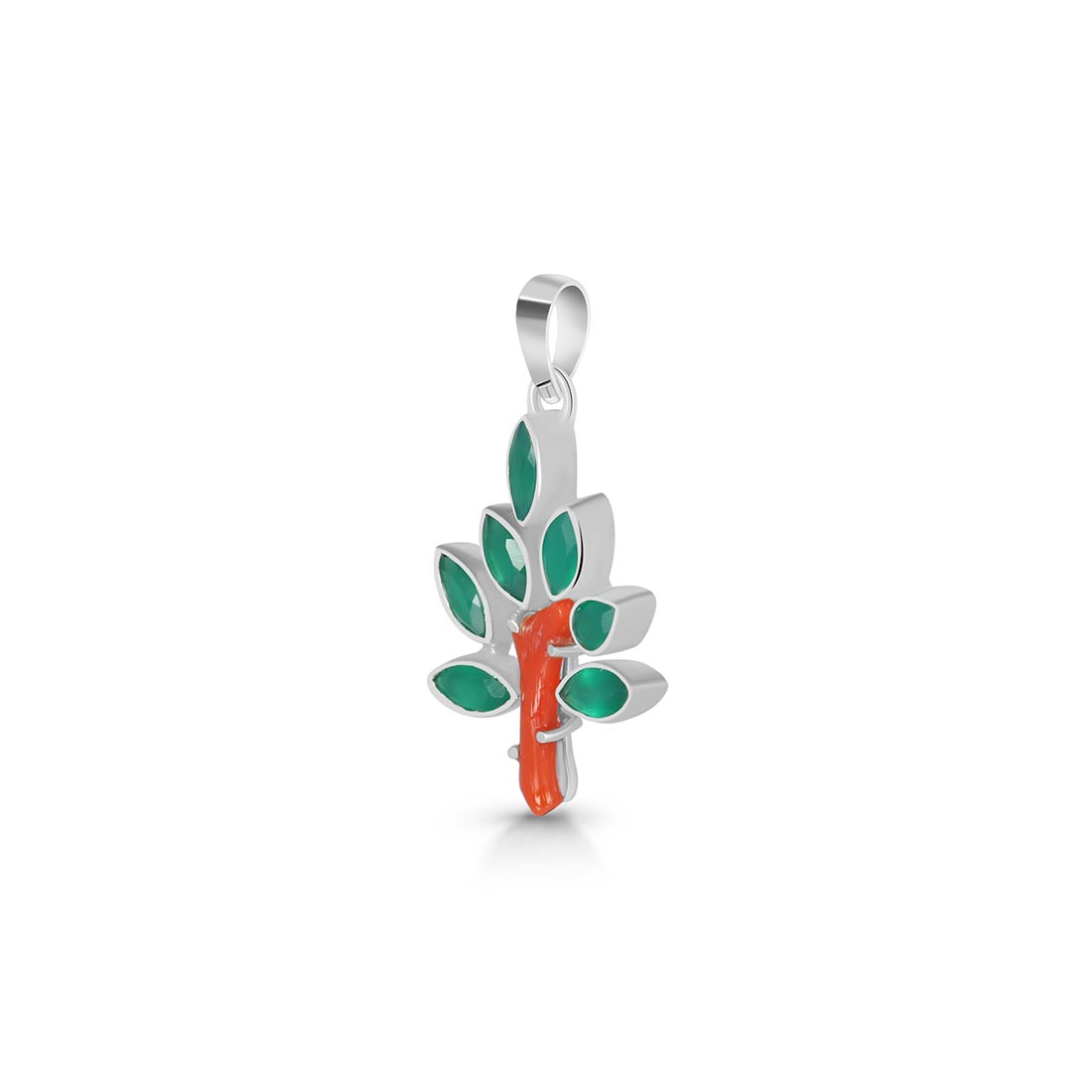 Red Coral / Green Onyx Pendant-(COR-P-75)