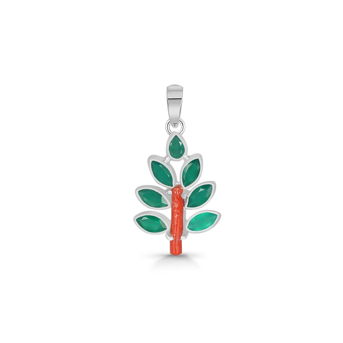 Red Coral / Green Onyx Pendant-(COR-P-81)