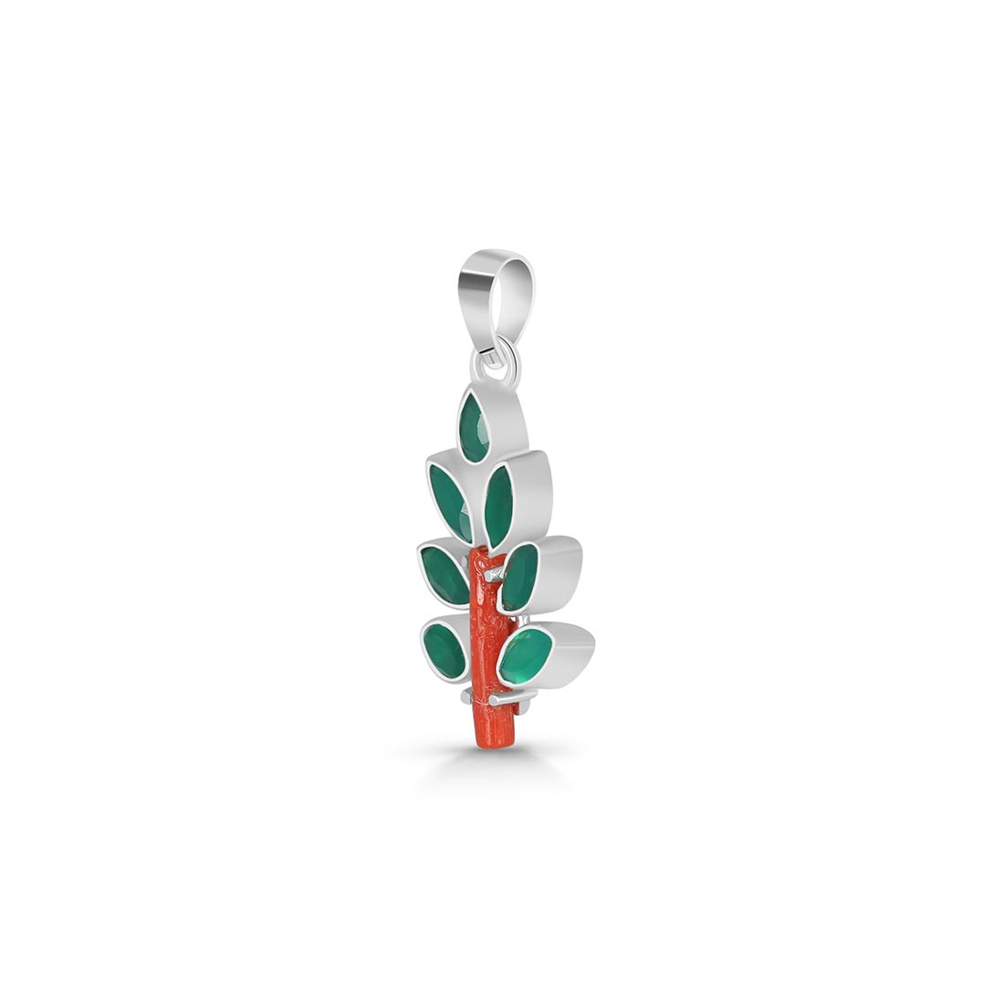 Red Coral / Green Onyx Pendant-(COR-P-81)