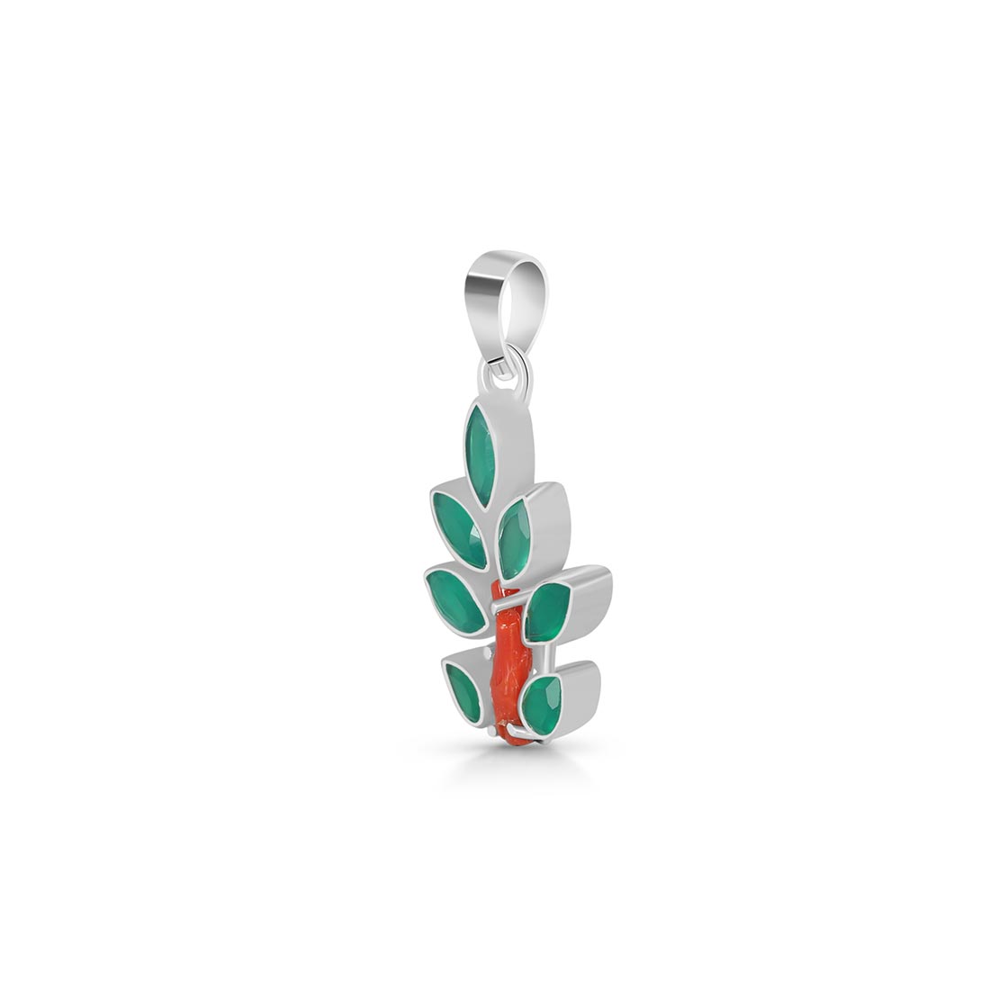 Red Coral / Green Onyx Pendant-(COR-P-82)