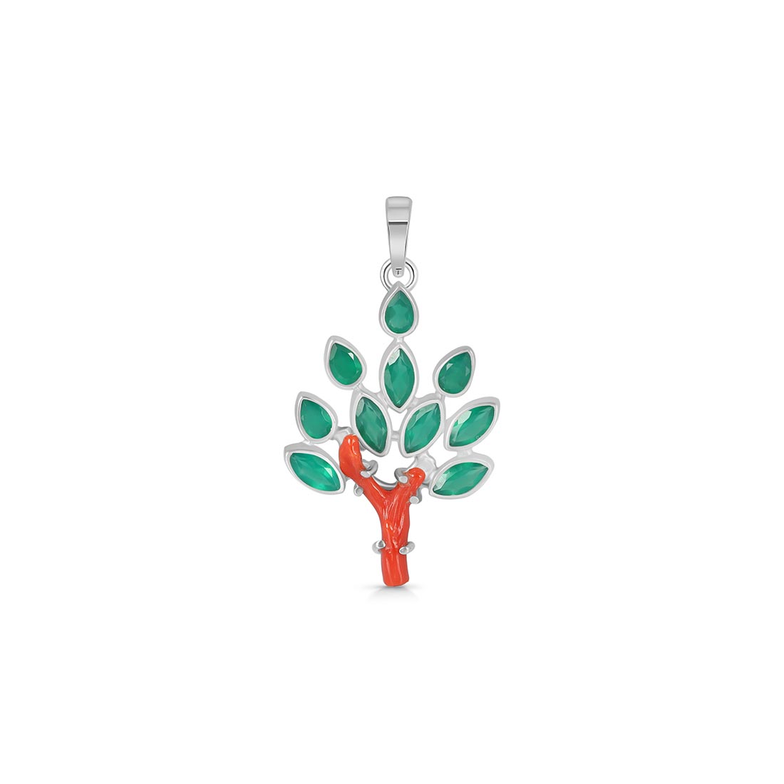 Red Coral / Green Onyx Pendant-(COR-P-83)