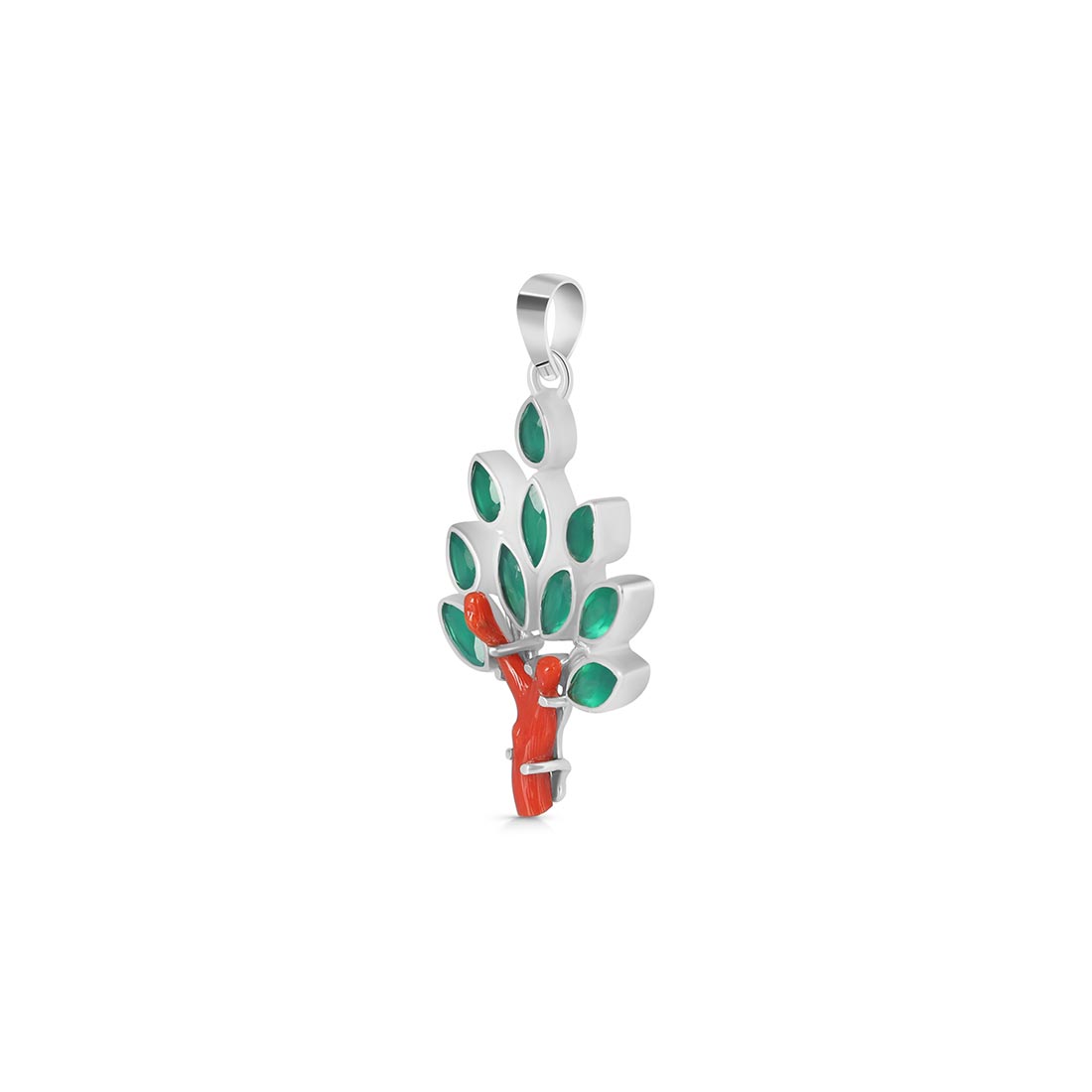 Red Coral / Green Onyx Pendant-(COR-P-83)