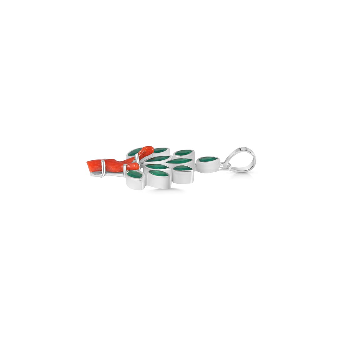 Red Coral / Green Onyx Pendant-(COR-P-83)