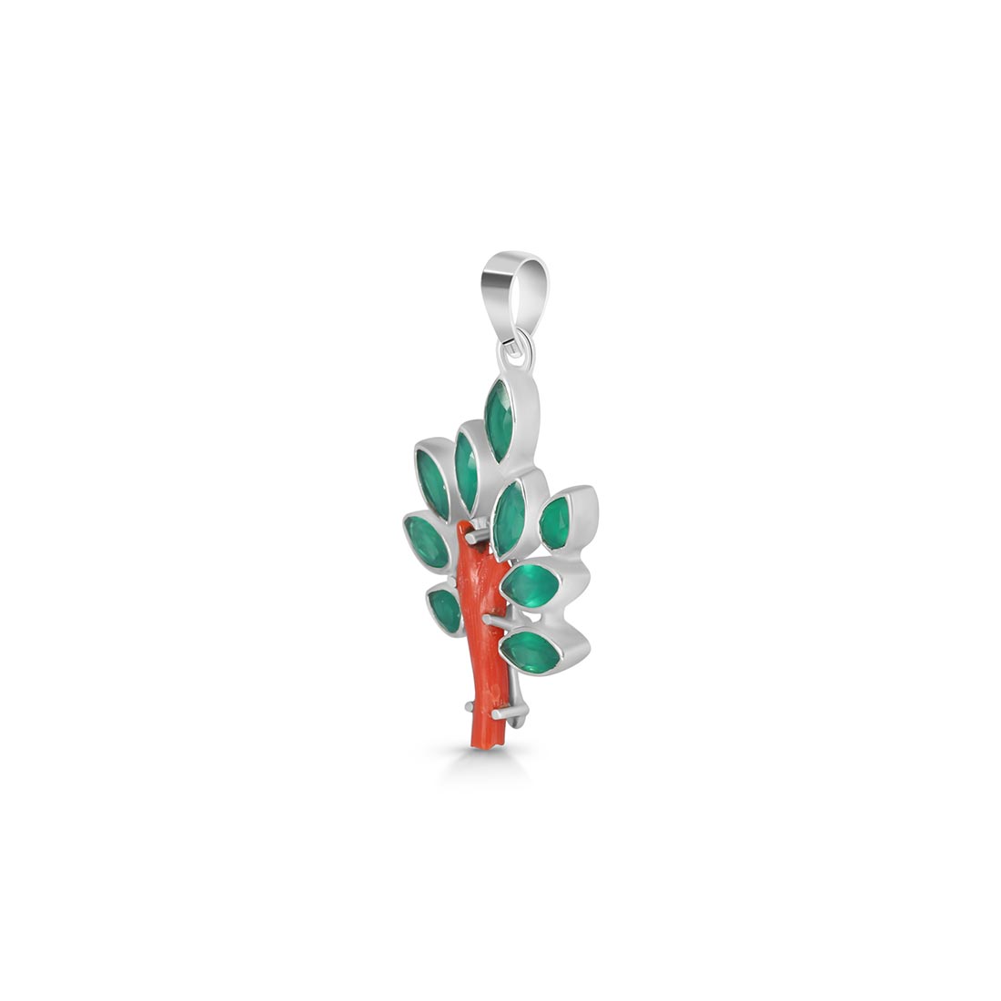 Red Coral / Green Onyx Pendant-(COR-P-85)