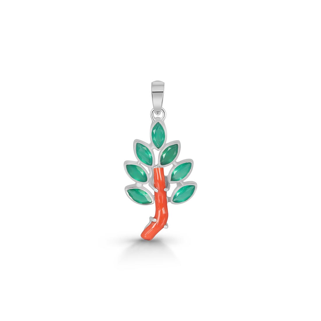 Red Coral / Green Onyx Pendant-(COR-P-88)