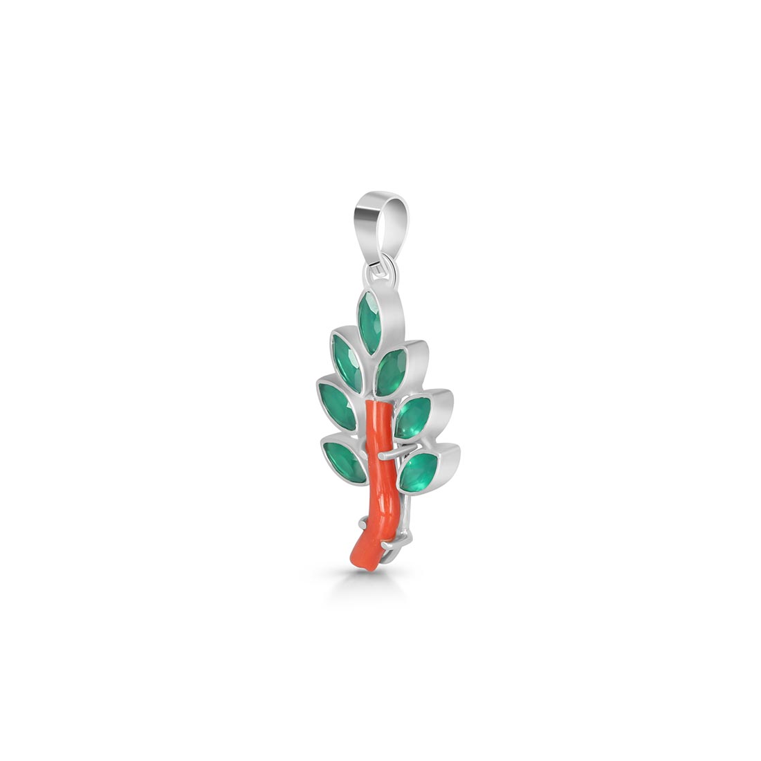 Red Coral / Green Onyx Pendant-(COR-P-88)