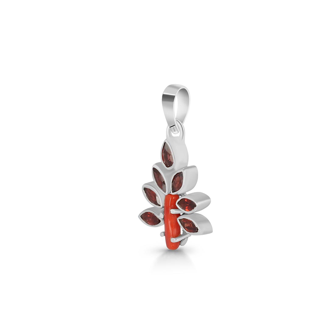 Red Coral & Garnet Pendant-(COR-P-9)