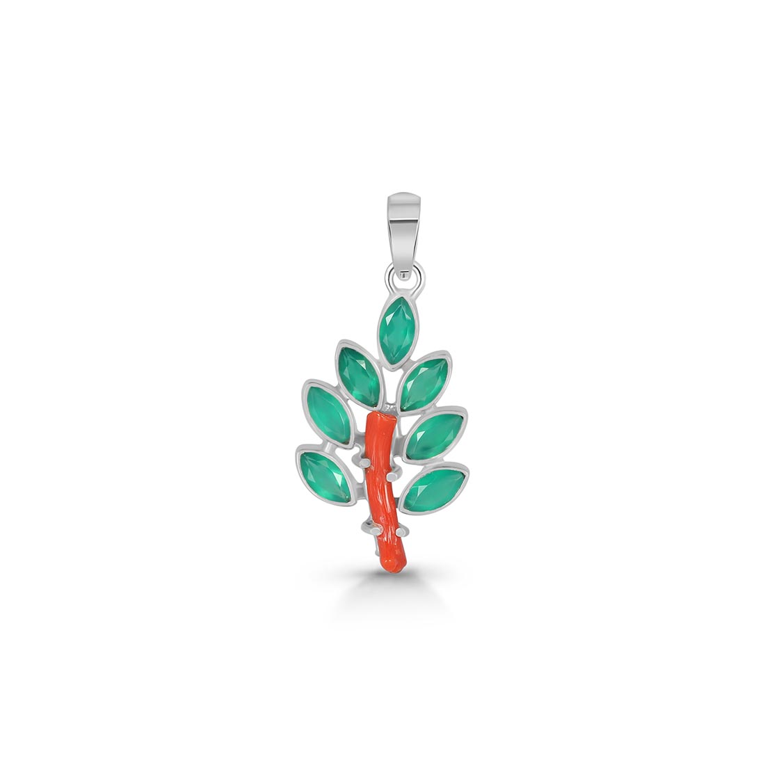 Red Coral / Green Onyx Pendant-(COR-P-90)