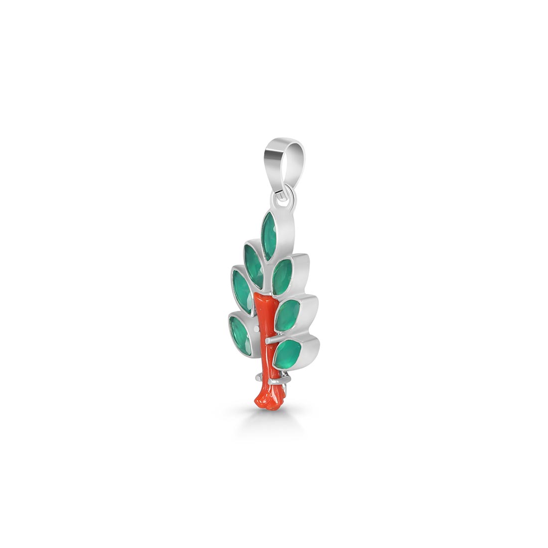 Red Coral / Green Onyx Pendant-(COR-P-90)