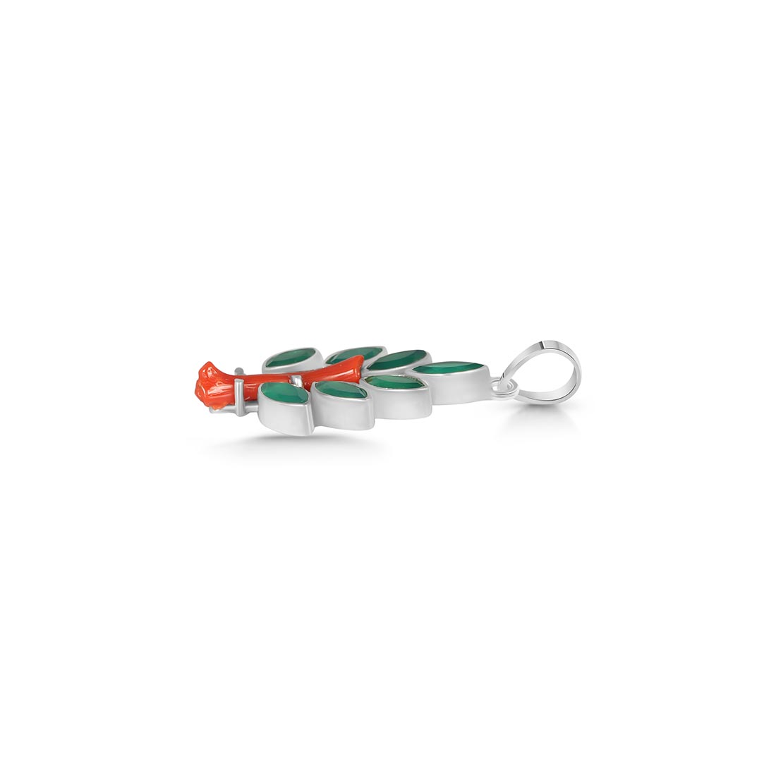 Red Coral / Green Onyx Pendant-(COR-P-90)