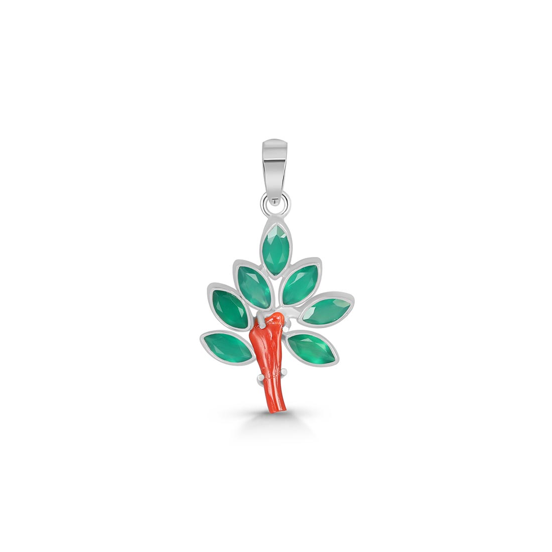 Red Coral / Green Onyx Pendant-(COR-P-92)