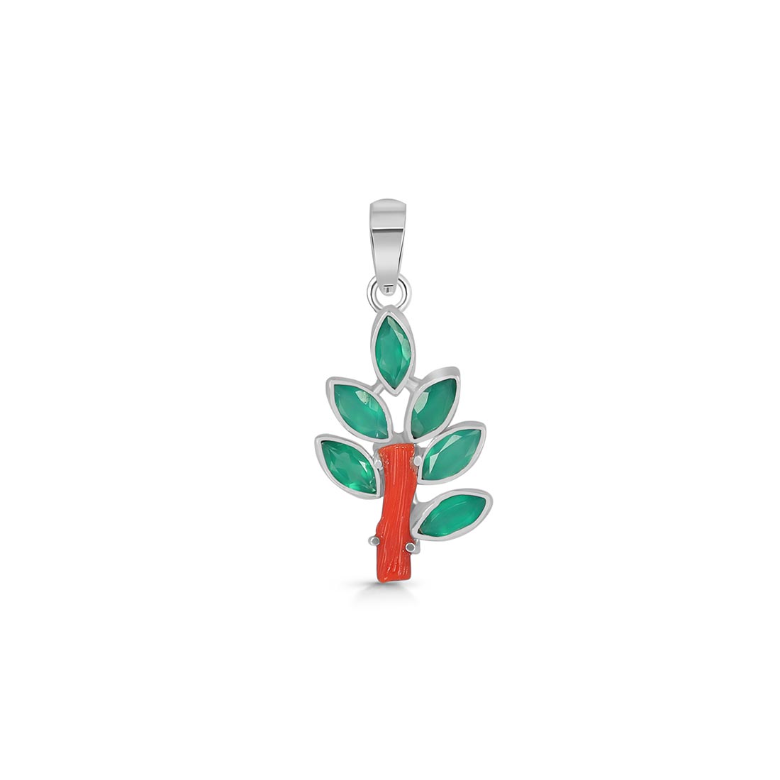 Red Coral / Green Onyx Pendant-(COR-P-94)