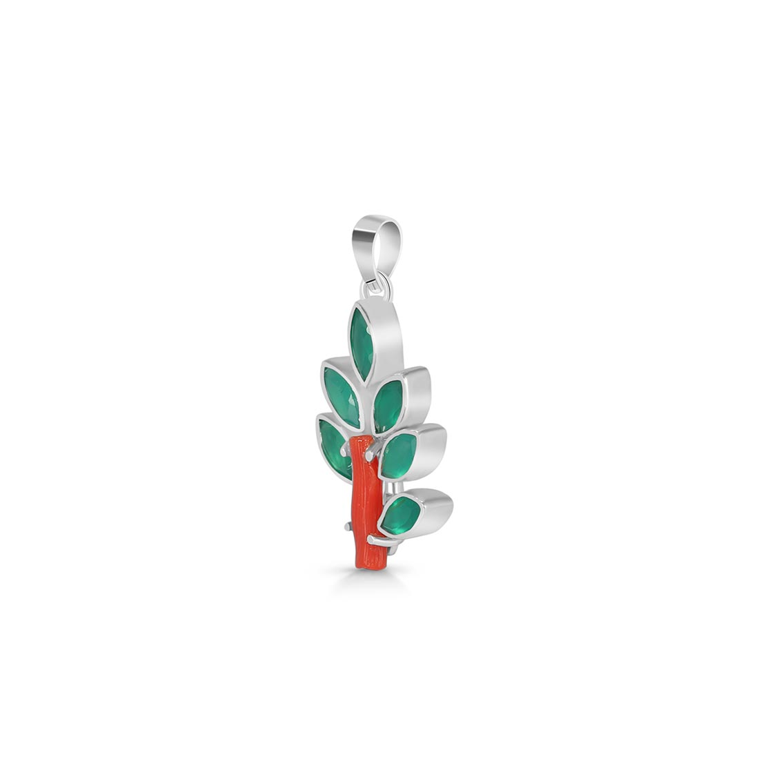 Red Coral / Green Onyx Pendant-(COR-P-94)