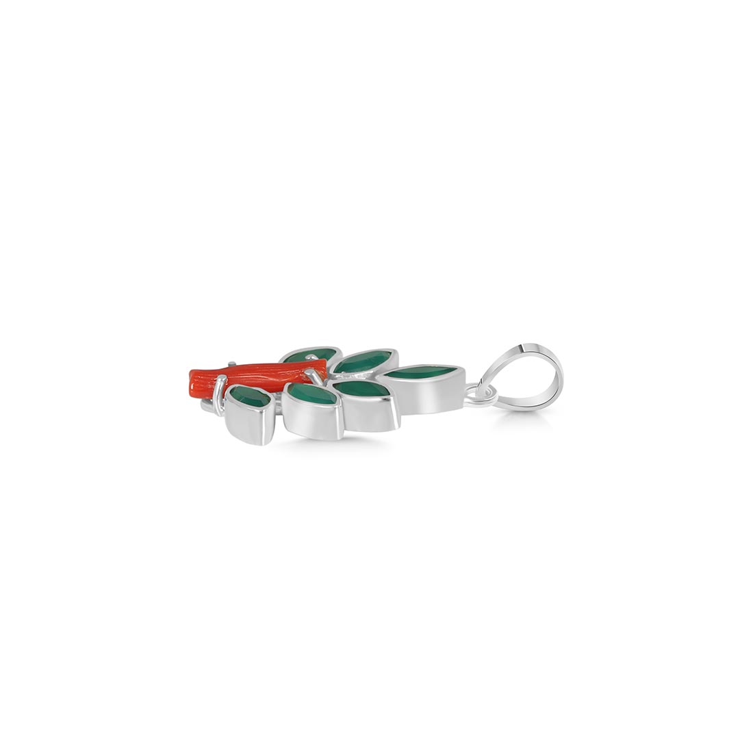 Red Coral / Green Onyx Pendant-(COR-P-94)